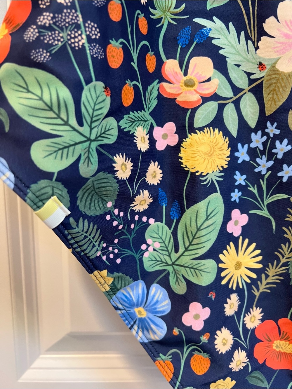 Rifle Paper Co x Summersault Navy Floral One-Piece Swimsuit w/ Tie Straps Sz 12 - Picture 7 of 12